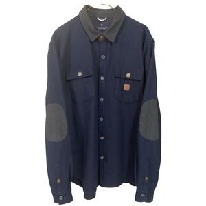 Roark Revival Wool Blend Flannel Shirt Men's L Elbow Patches Snap Pockets